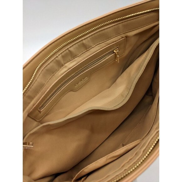 Bebe Allegro Faux-leather Medium Tote + Card case Charm 2 Piece Set - Tan - Picture 9 of 16
